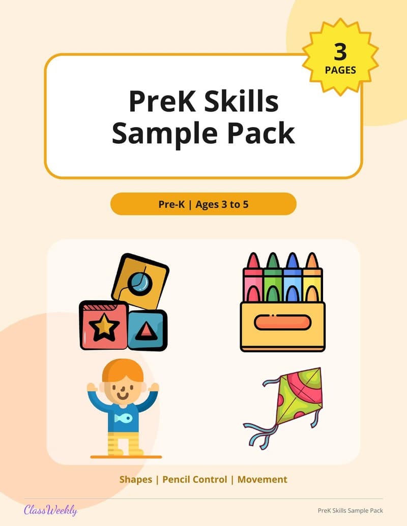 PreK Skills Sample Pack - Kindergarten Activity Packets printable preview