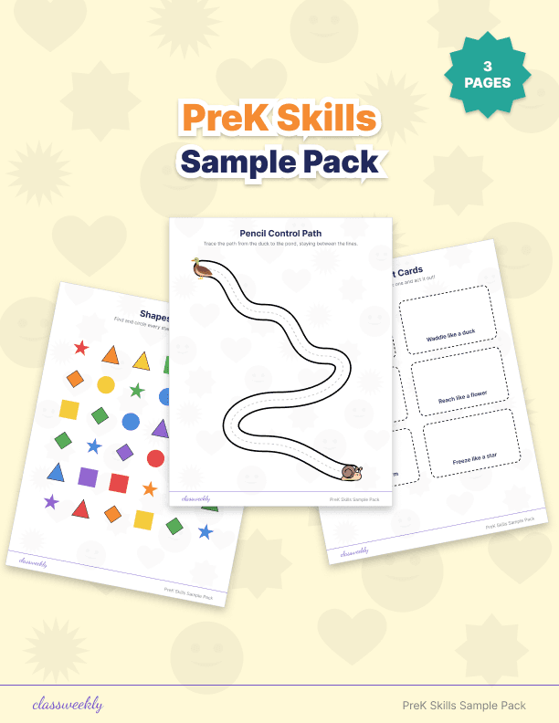 PreK Skills Sample Pack - Kindergarten Activity Packets worksheet preview