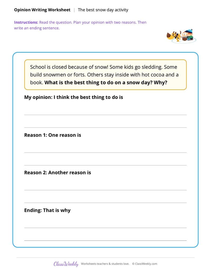 Christmas Opinion Writing Prompt - 2nd Grade worksheet preview