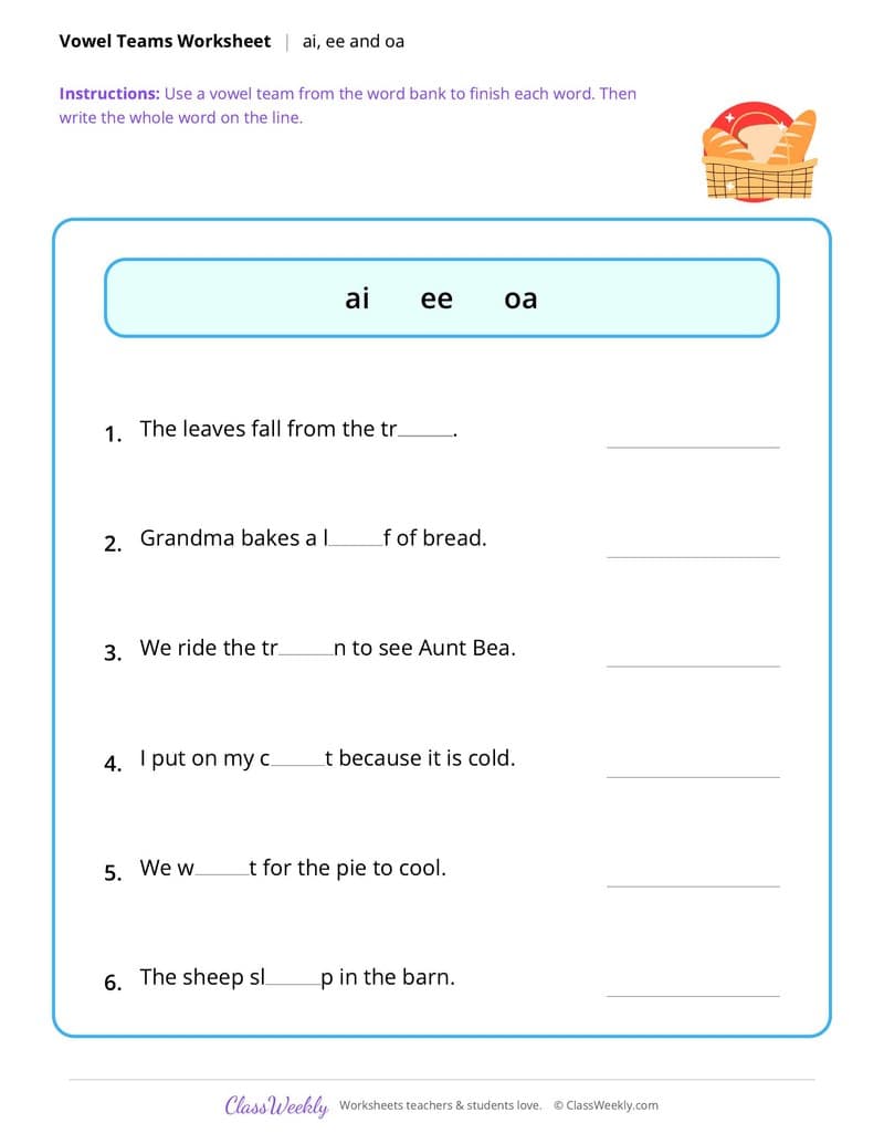 Thanksgiving Vowel Teams - 2nd Grade worksheet preview