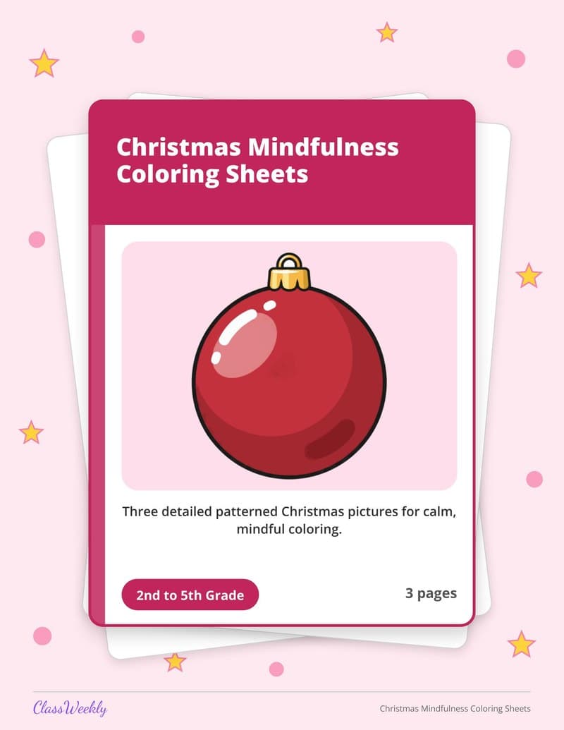 Christmas Mindfulness Coloring Sheets - 4th Grade Coloring Pages printable preview