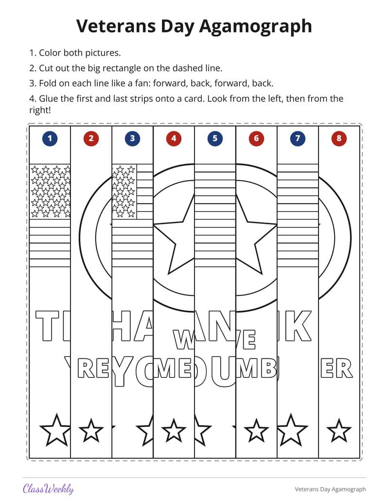 Veterans Day Agamograph - 2nd Grade Holiday Activities printable preview