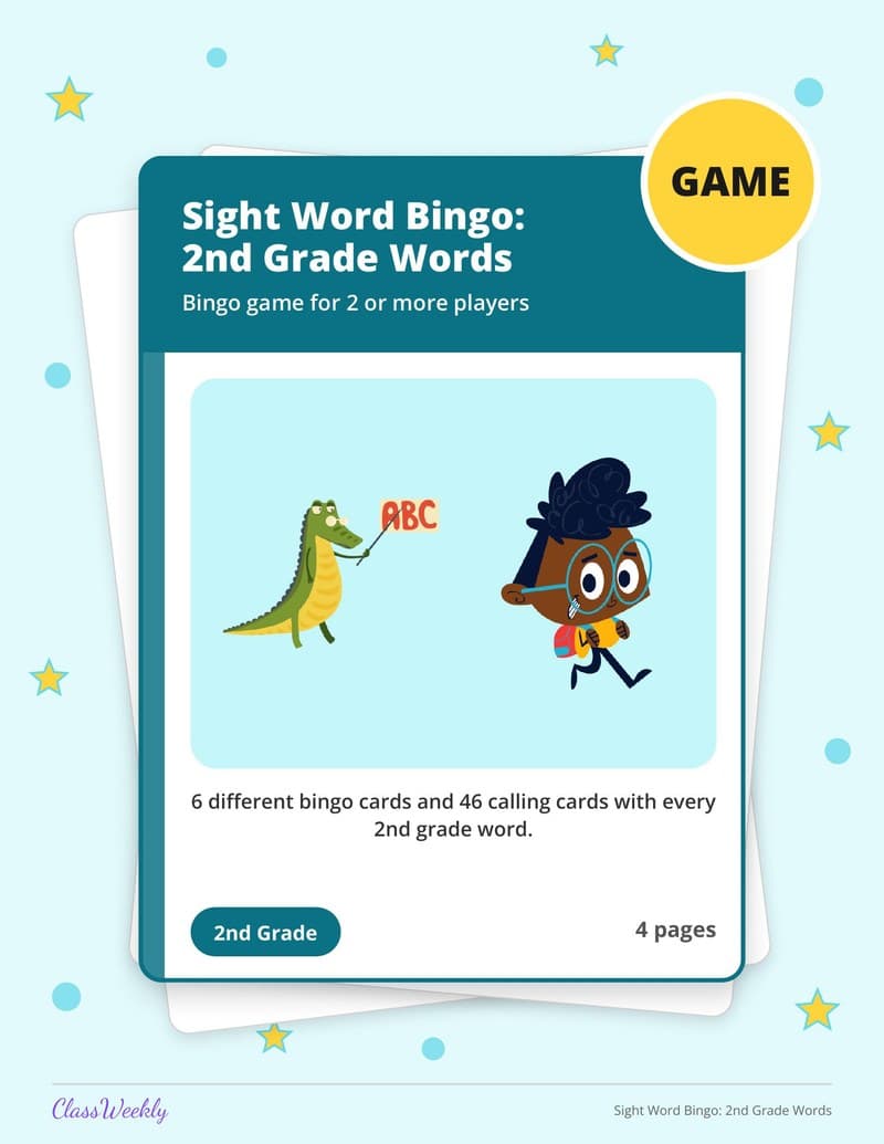 Sight Word Bingo: 2nd Grade Words - 2nd Grade Learning Games printable preview