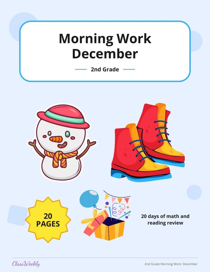 2nd Grade Morning Work: December - 1st Grade Morning Work worksheet preview