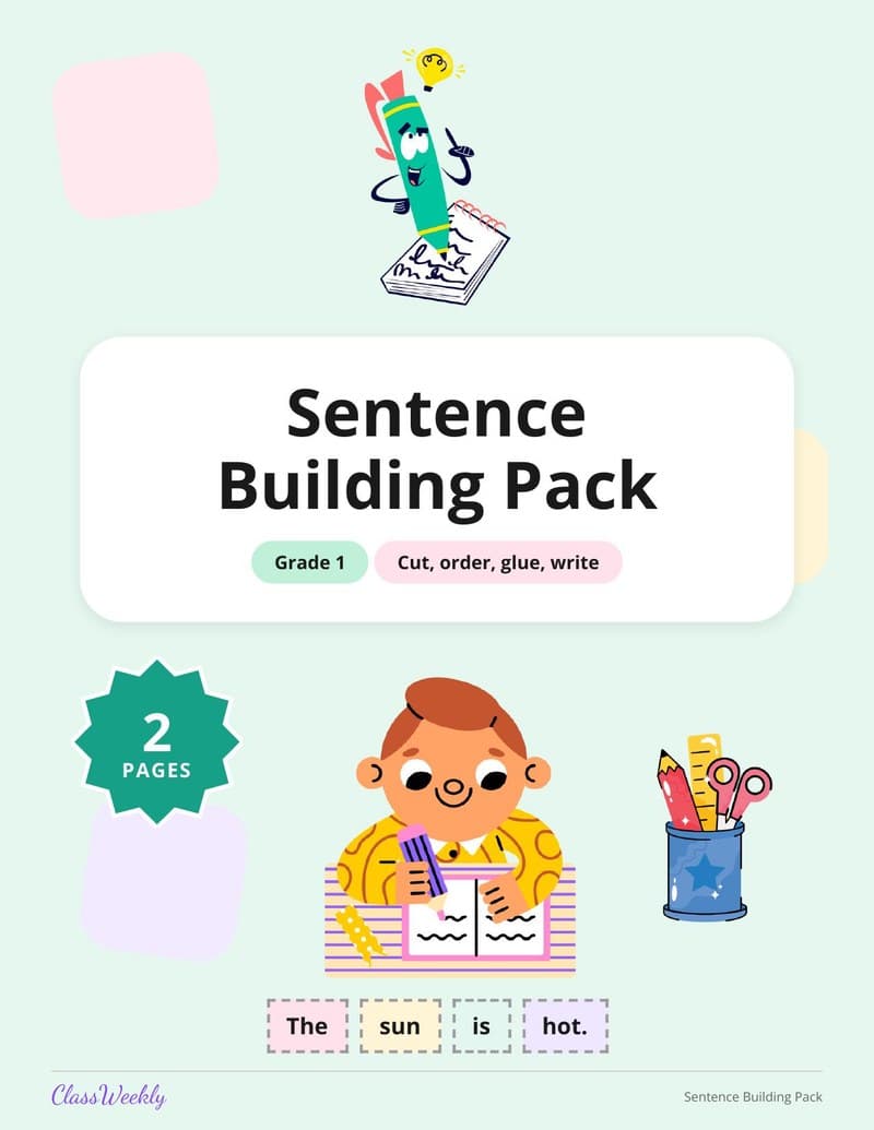 Sentence Building Pack - 2nd Grade Grammar printable preview