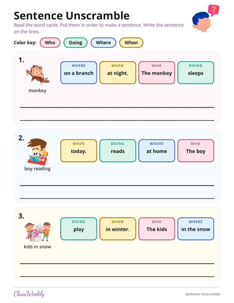 Sentence Unscramble Cards - 2nd Grade Grammar printable preview