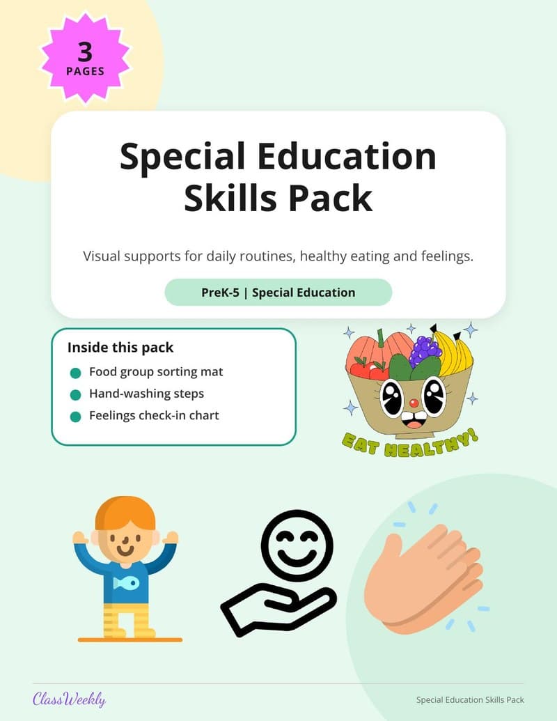 Special Education Skills Pack - Kindergarten Speech & Language printable preview