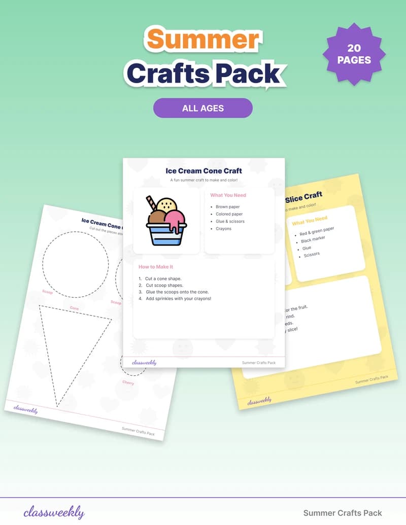 Summer Crafts Pack - Kindergarten Summer Activities worksheet preview