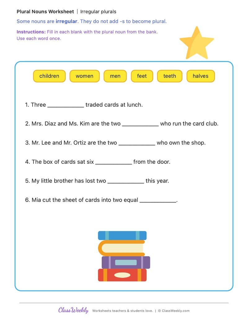 Irregular plurals - National Trading Card Day - 3rd Grade worksheet preview