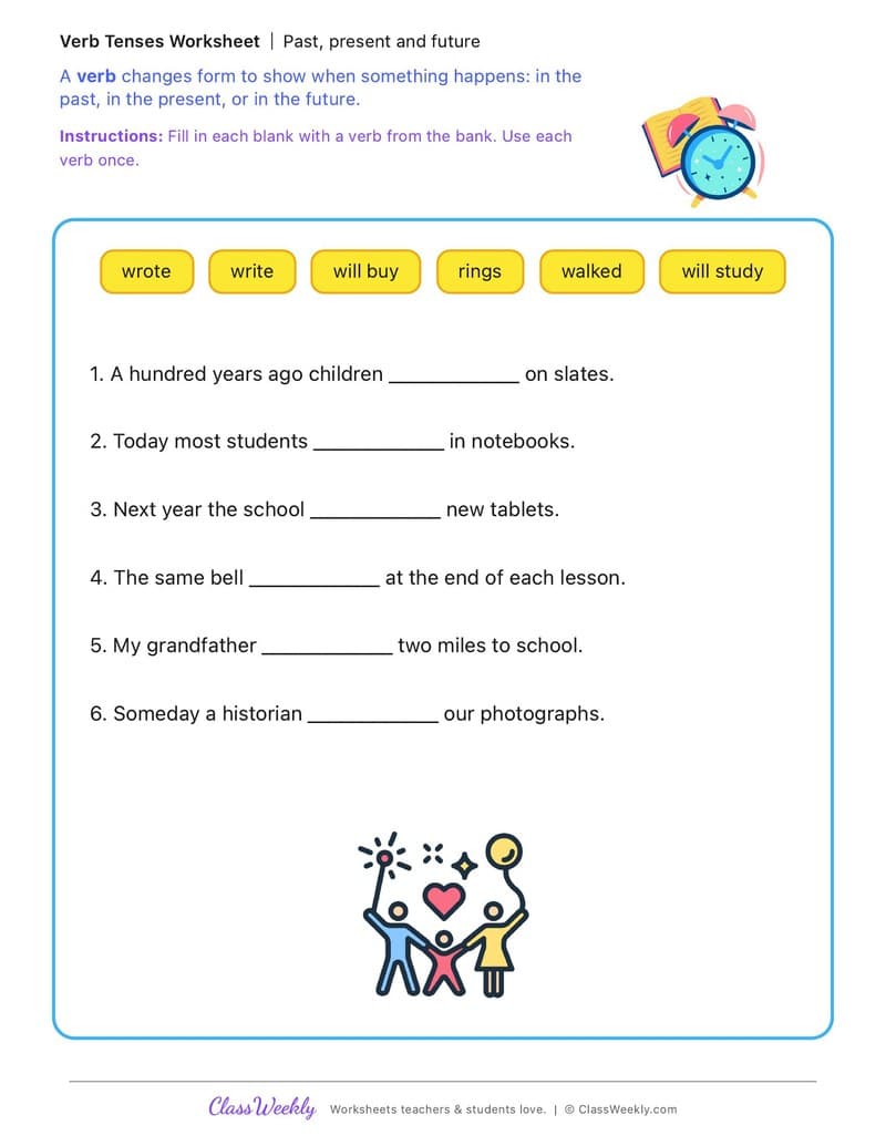 Past, present and future - Change and Continuity - 3rd Grade worksheet preview