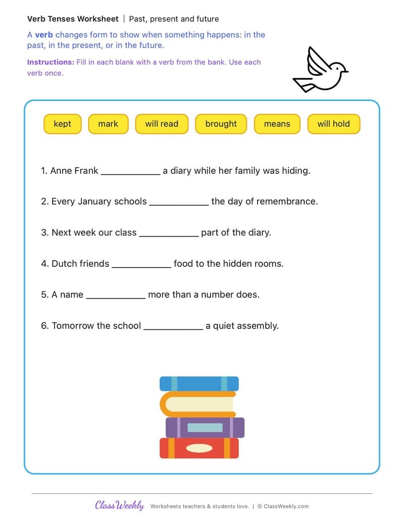 Past, present and future - International Holocaust Remembrance Day - 3rd Grade worksheet preview