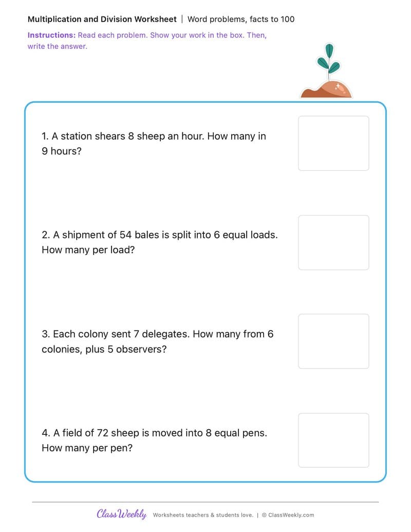 Word problems, facts to 100 - Colonial Australia (British Colonisation) - 3rd Grade worksheet preview