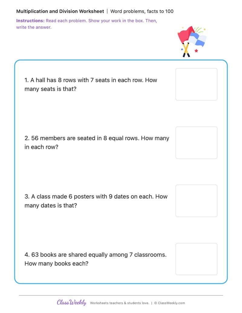 Word problems, facts to 100 - Irish Revolution and War of Independence - 3rd Grade worksheet preview