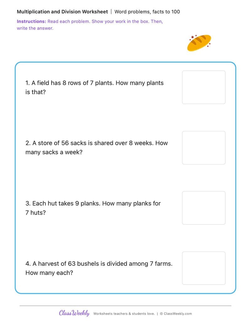 Word problems, facts to 100 - The First British Colony in Australia - 3rd Grade worksheet preview