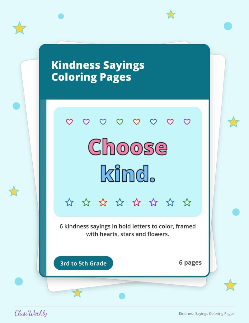 Kindness Sayings Coloring Pages - 4th Grade Coloring Pages printable preview