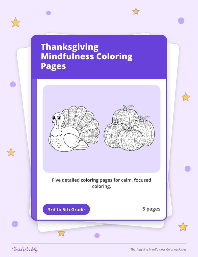 Thanksgiving Mindfulness Coloring Pages - 3rd Grade Coloring Pages printable preview