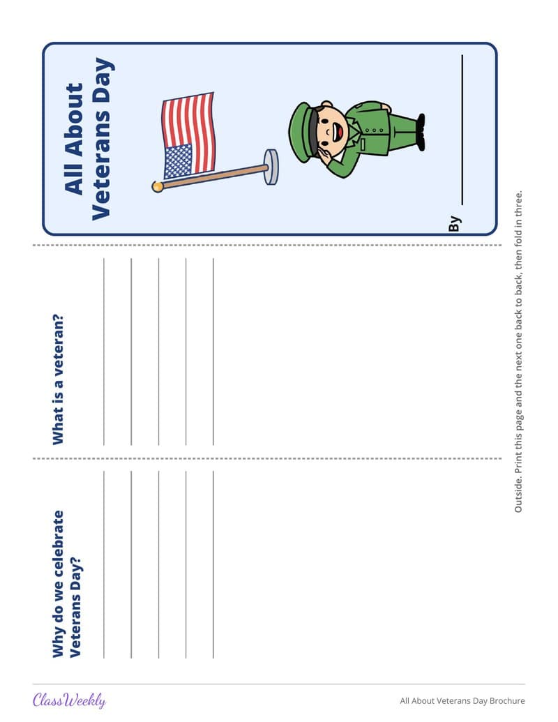 All About Veterans Day Brochure - 4th Grade Graphic Organizers printable preview