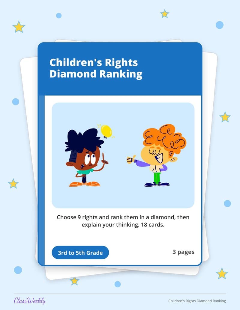 Children's Rights Diamond Ranking - 4th Grade Graphic Organizers printable preview