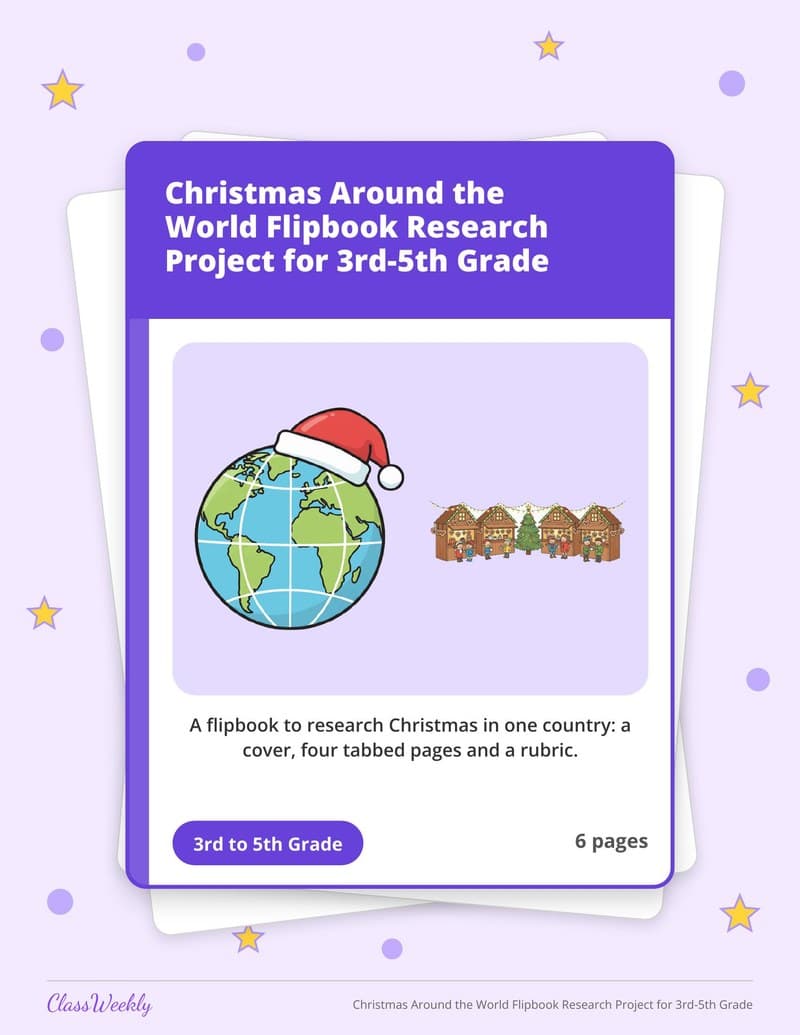 Christmas Around the World Flipbook Research Project for 3rd-5th Grade - 4th Grade Graphic Organizers printable preview