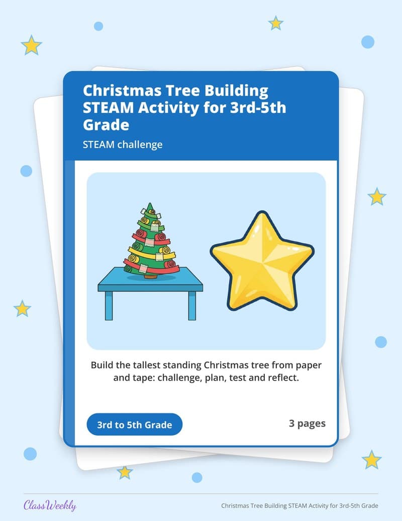 Christmas Tree Building STEAM Activity for 3rd-5th Grade - 4th Grade Holiday Activities printable preview