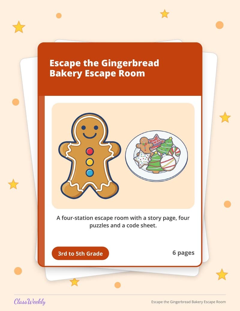 Escape the Gingerbread Bakery Escape Room - 4th Grade Holiday Activities printable preview