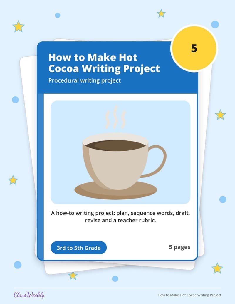 How to Make Hot Cocoa Writing Project - 3rd Grade Holiday Activities printable preview