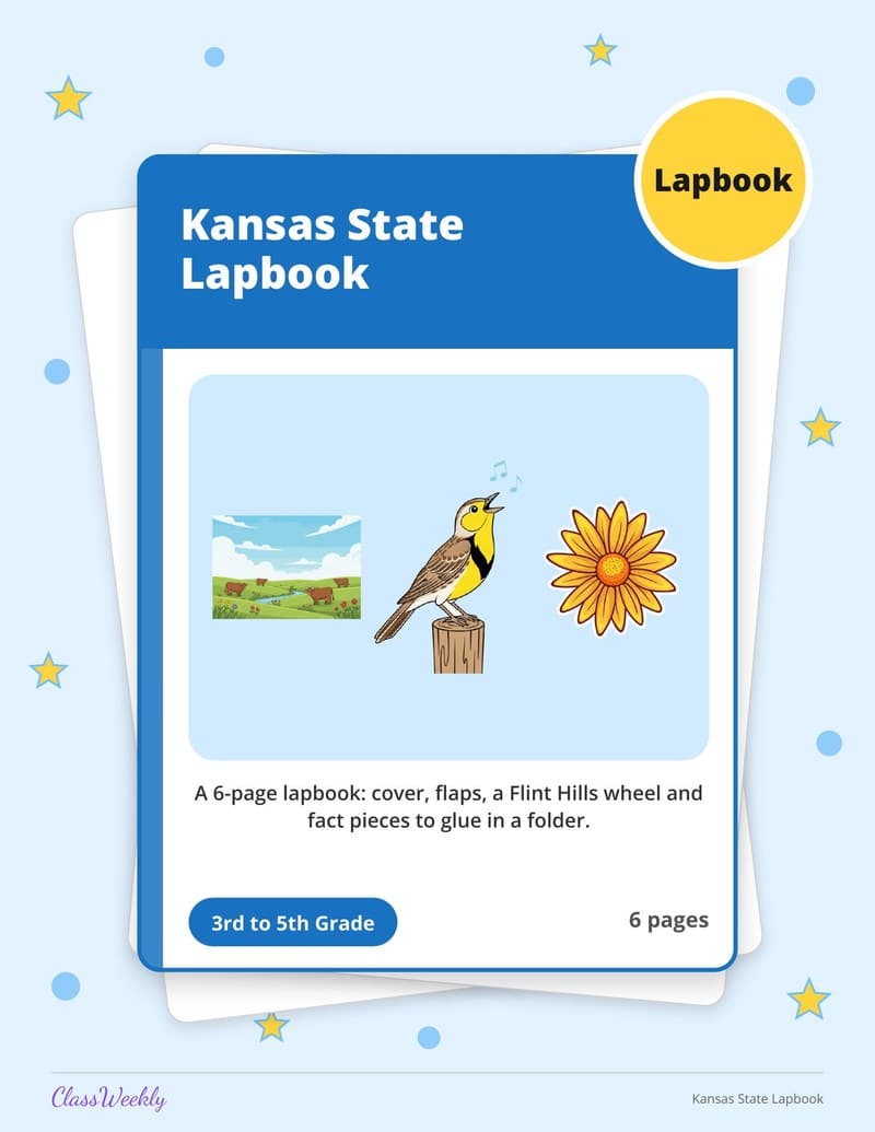 Kansas State Lapbook - 4th Grade Holiday Activities printable preview