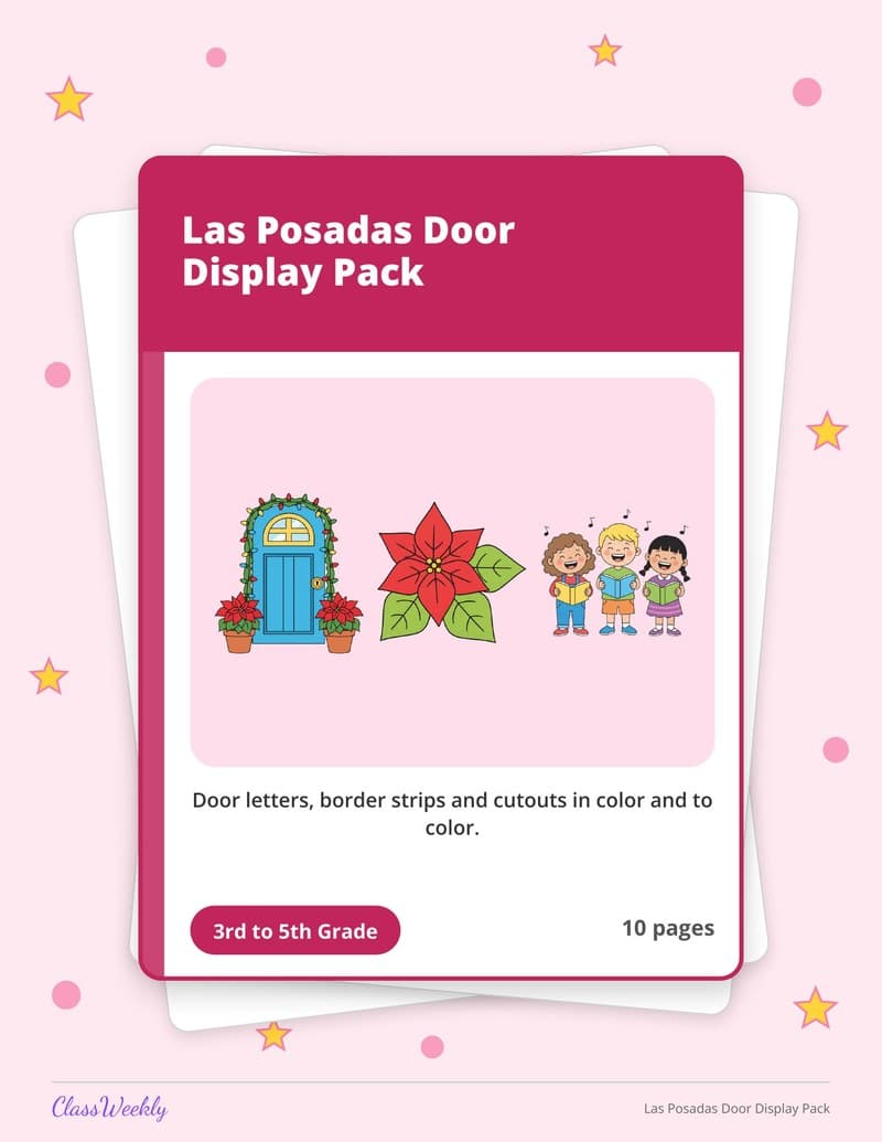 Las Posadas Door Display Pack - 3rd Grade Holiday Activities printable preview