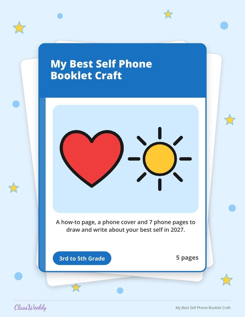 My Best Self Phone Booklet Craft - 3rd Grade Holiday Activities printable preview