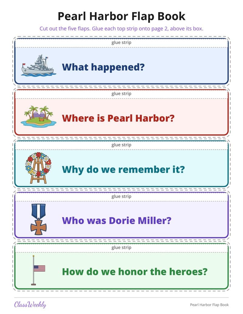 Pearl Harbor Flap Book - 3rd Grade Holiday Activities printable preview