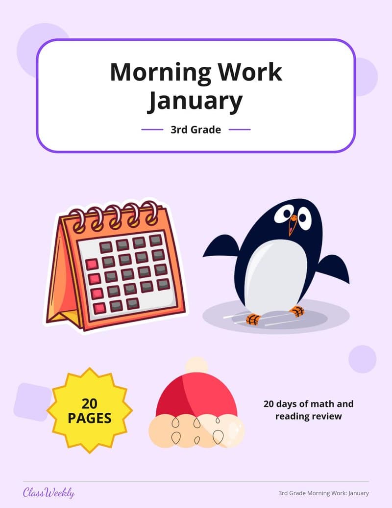 3rd Grade Morning Work: January - 2nd Grade Morning Work worksheet preview