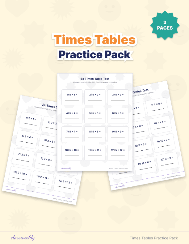 Times Tables Practice Pack - 3rd Grade Multiplication worksheet preview