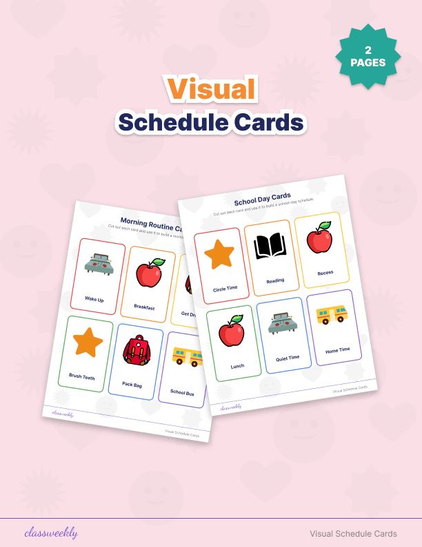 Visual Schedule Cards - Kindergarten Speech & Language worksheet preview