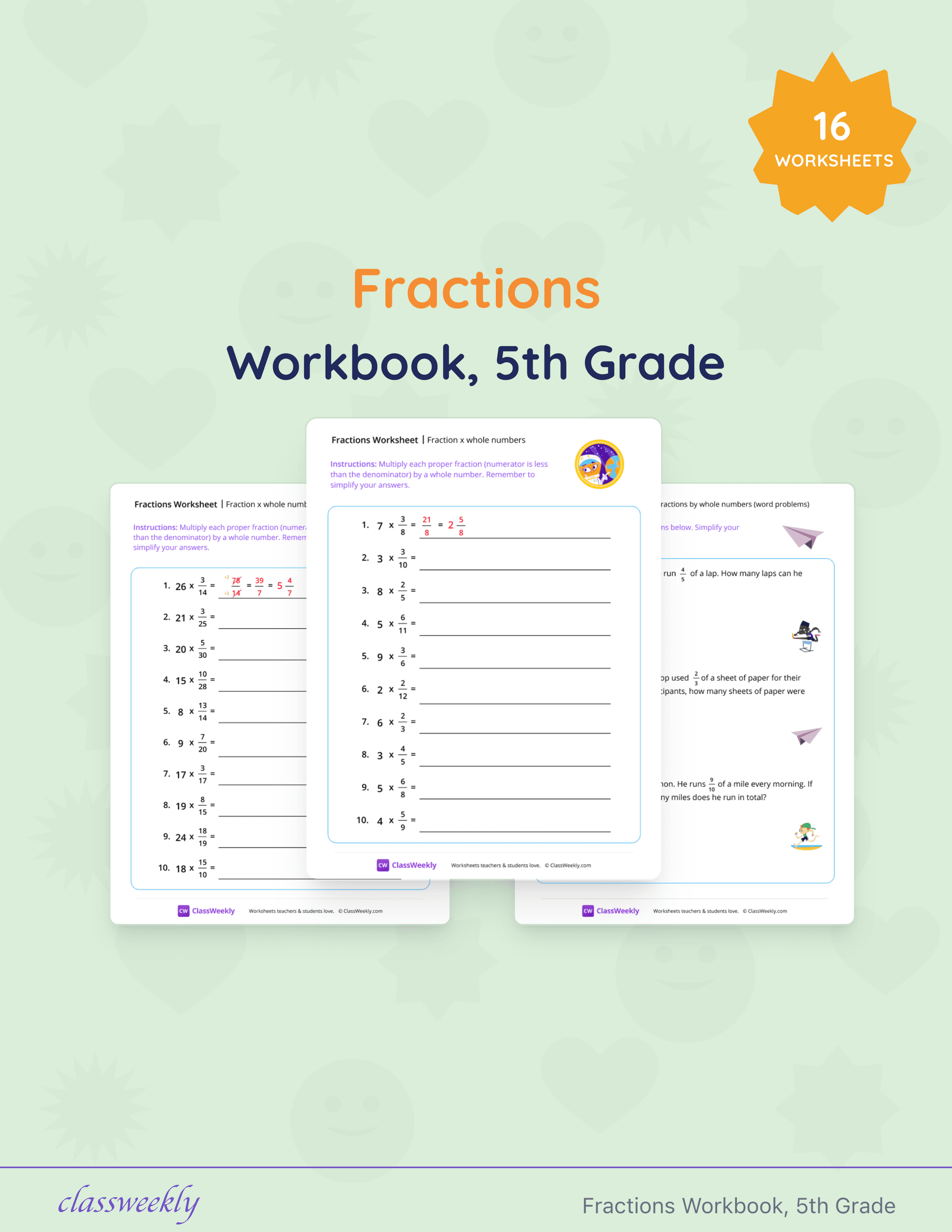 Fractions Workbook, 5th Grade