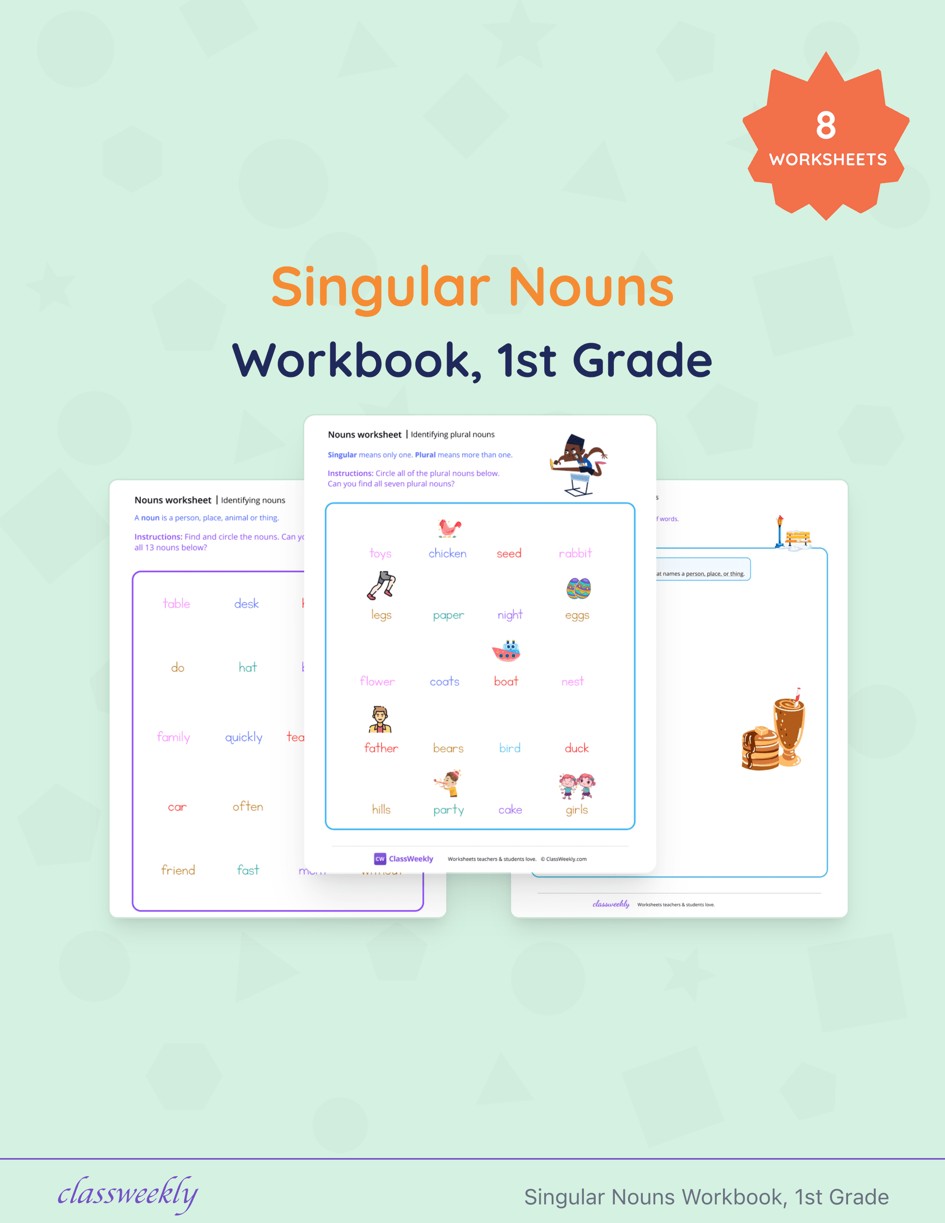 Singular Nouns Workbook, 1st Grade cover
