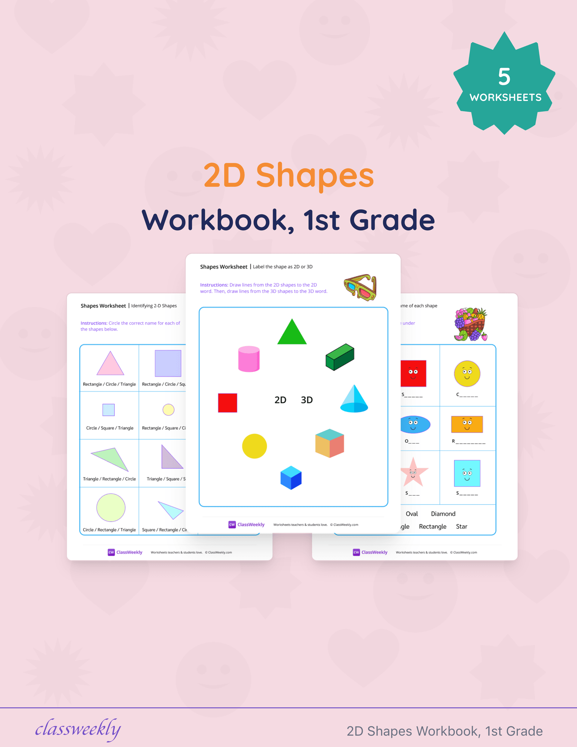 2D Shapes Workbook, 1st Grade cover