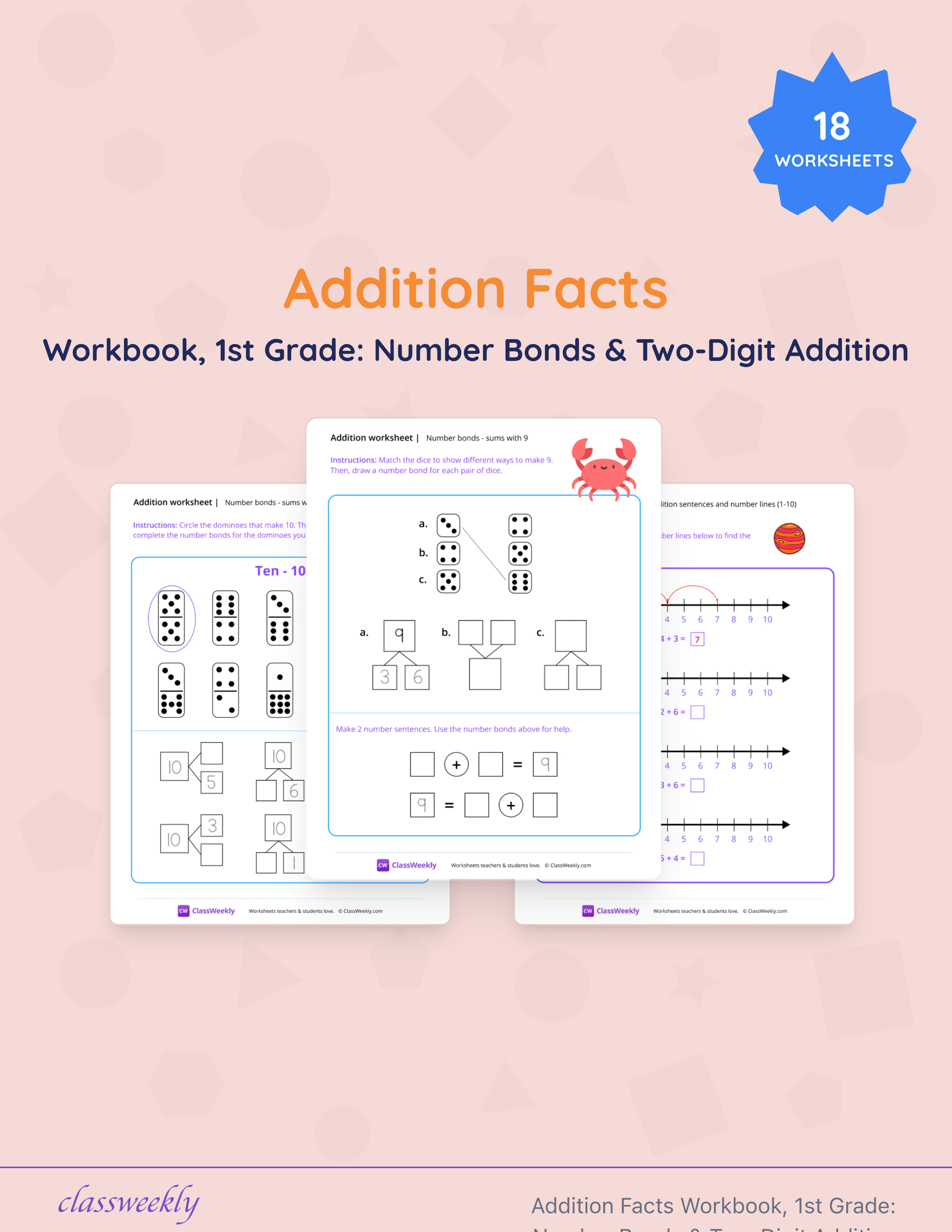 Addition Facts Workbook, 1st Grade: Number Bonds & Two-Digit Addition cover