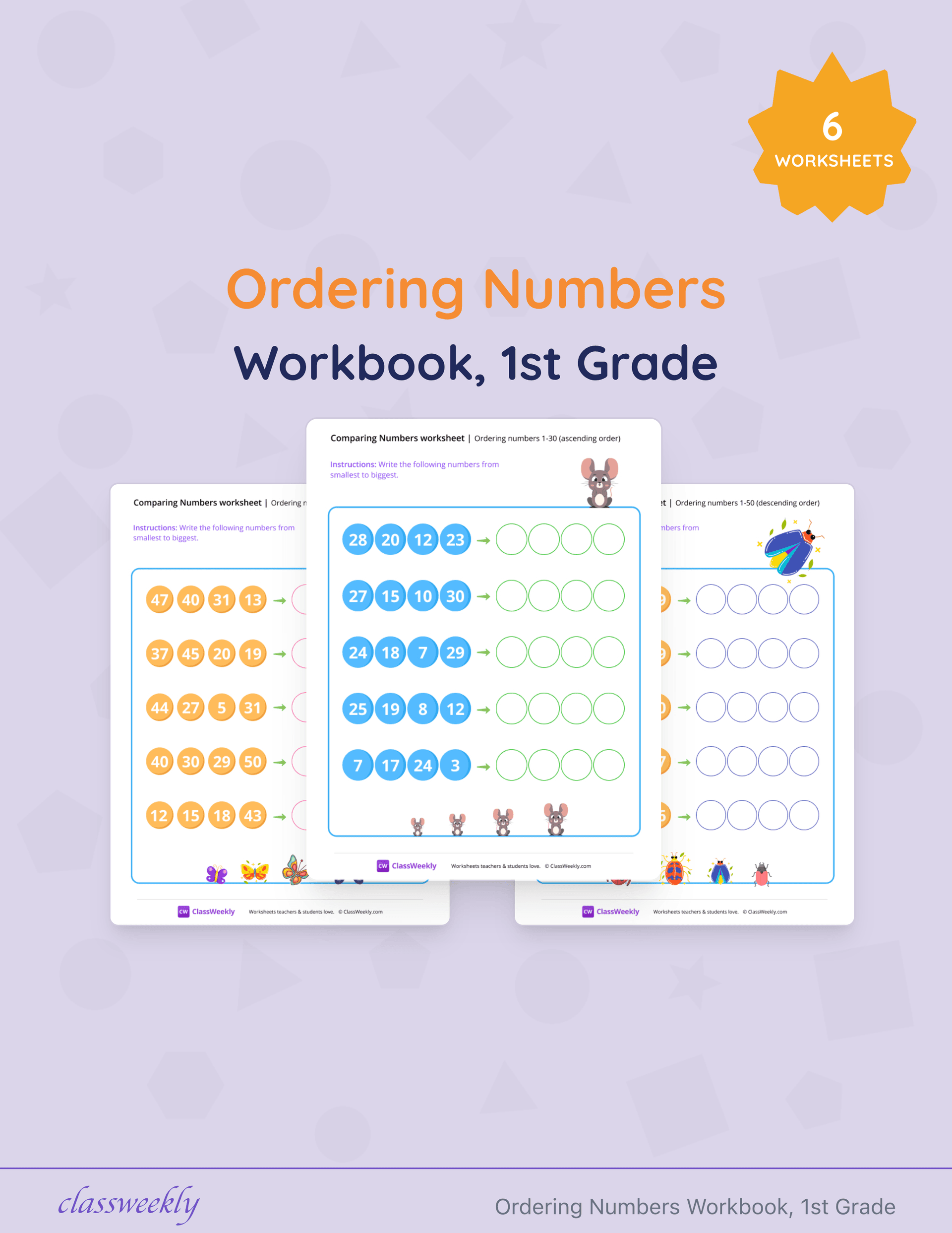Ordering Numbers Workbook, 1st Grade cover