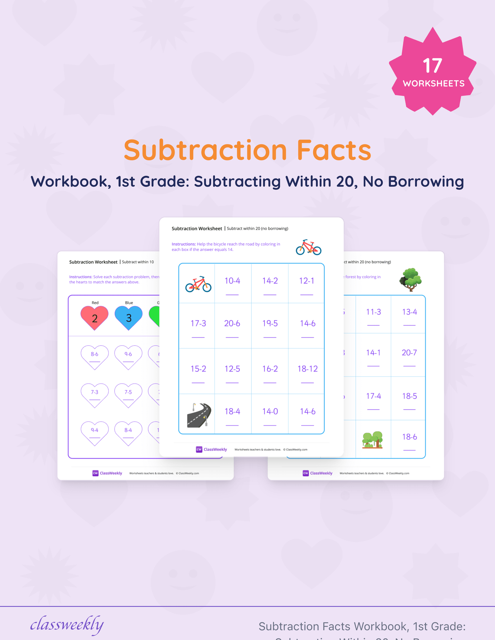Subtraction Facts Workbook, 1st Grade: Subtracting Within 20, No Borrowing cover