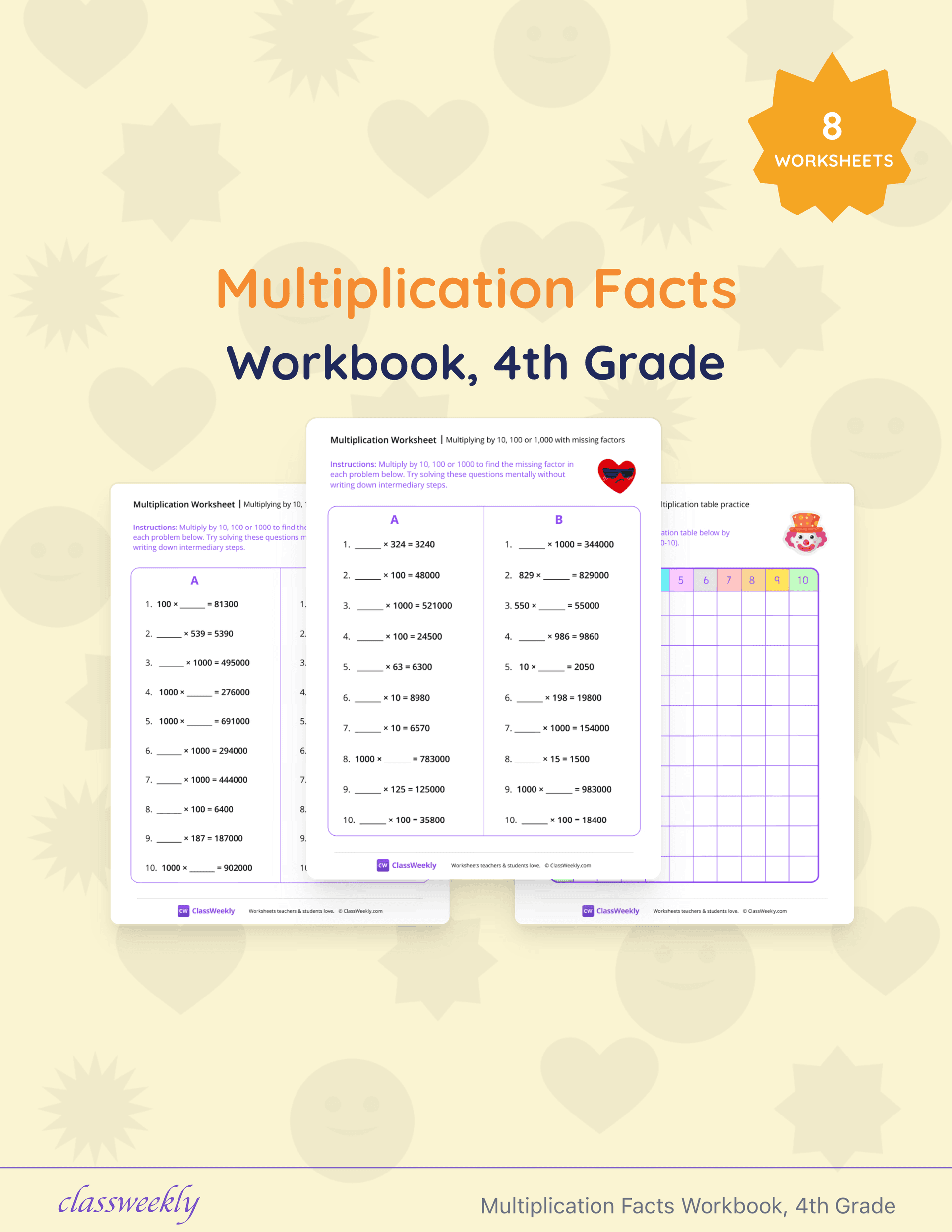 Multiplication Facts Workbook, 4th Grade cover