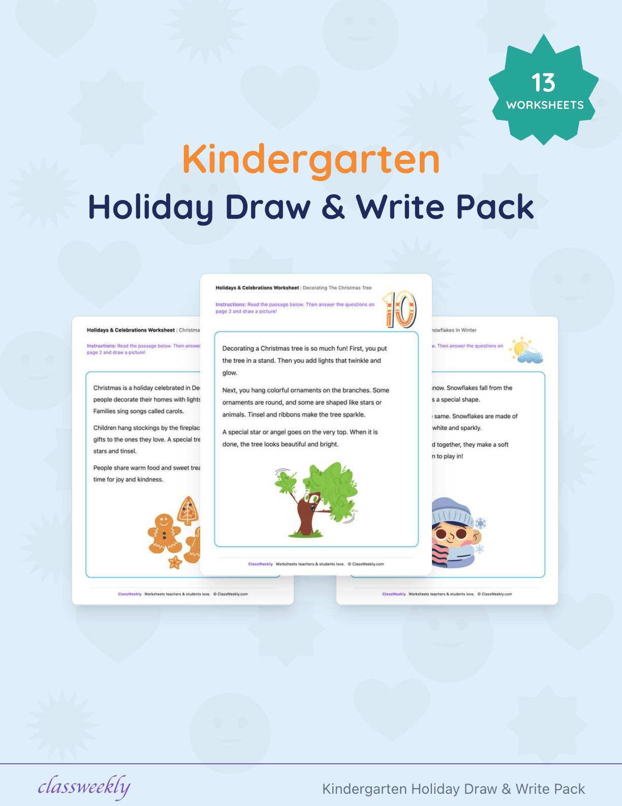 Kindergarten Holiday Draw & Write Pack cover