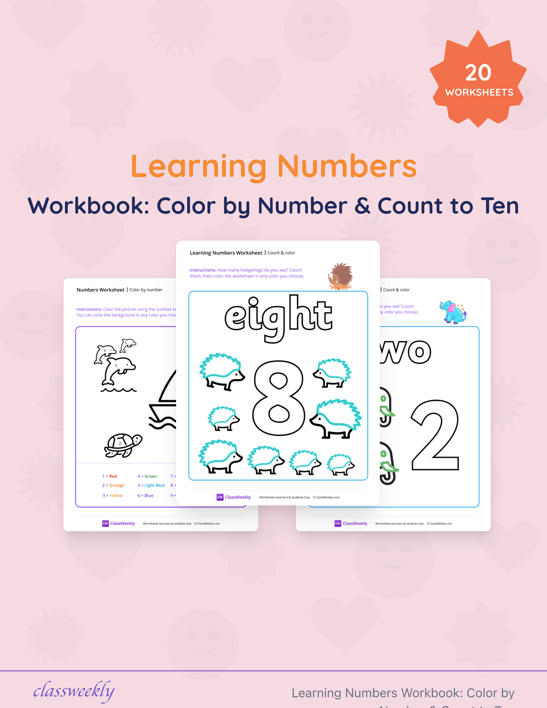 Learning Numbers Workbook: Color by Number & Count to Ten cover