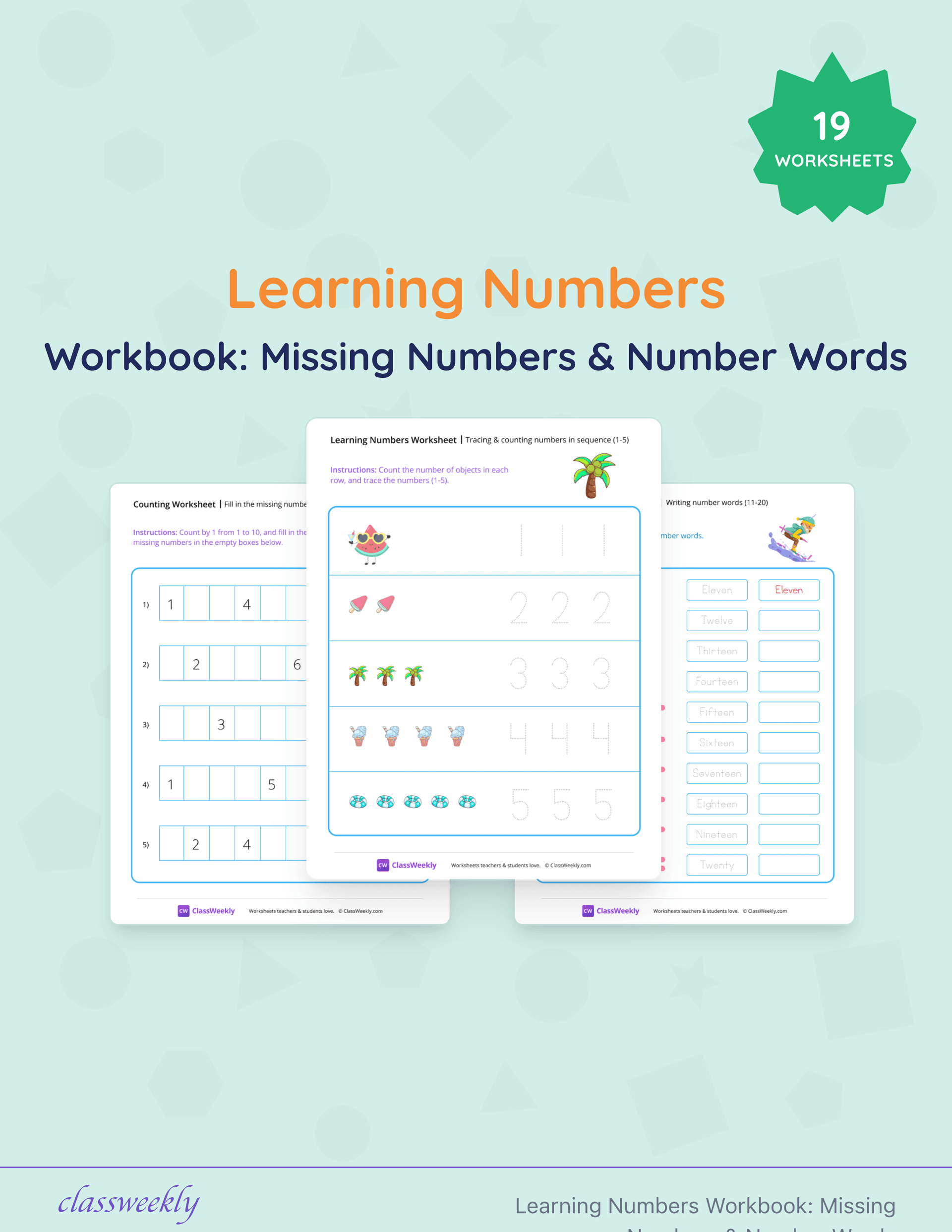 Learning Numbers Workbook: Missing Numbers & Number Words cover