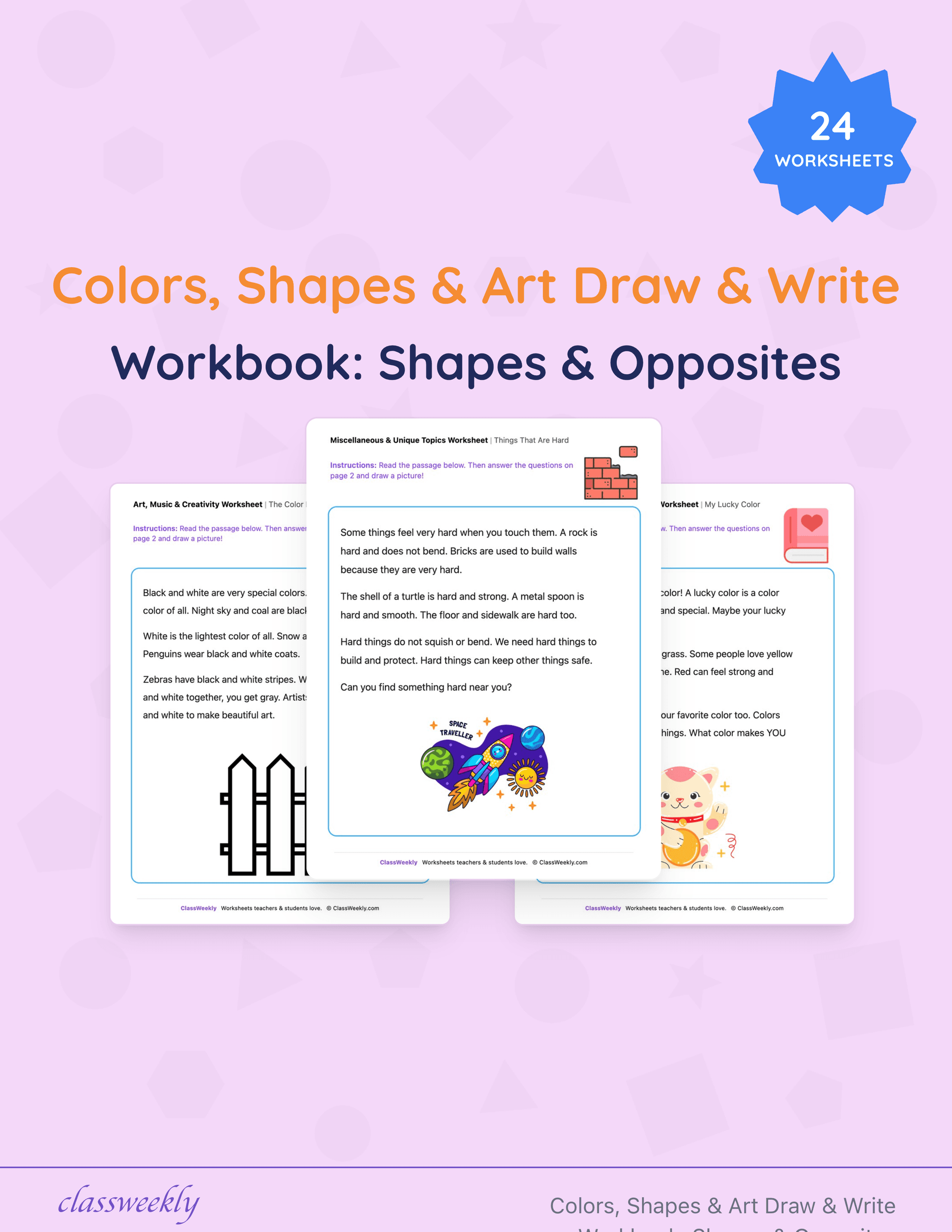 Colors, Shapes & Art Draw & Write Workbook: Shapes & Opposites cover