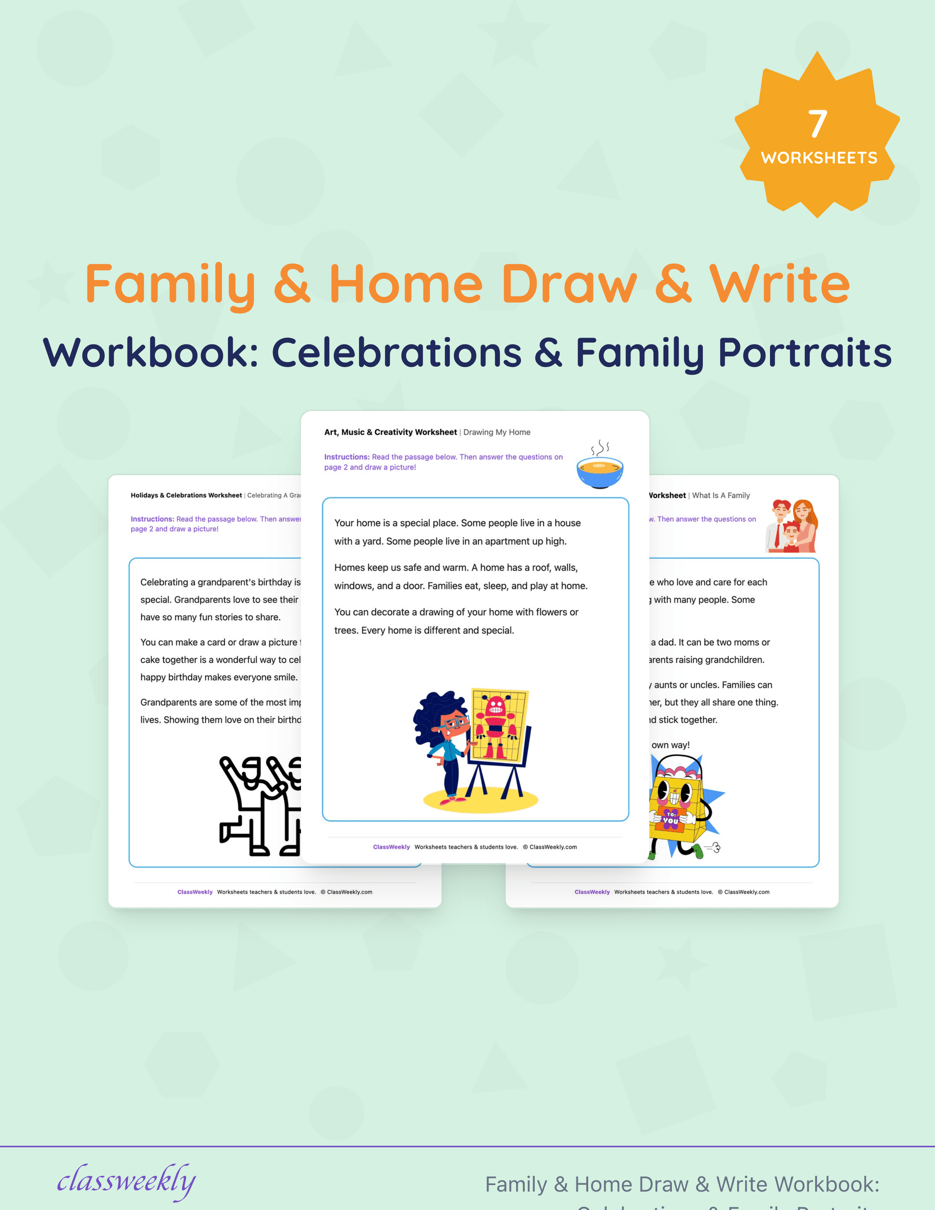 Family & Home Draw & Write Workbook: Celebrations & Family Portraits cover