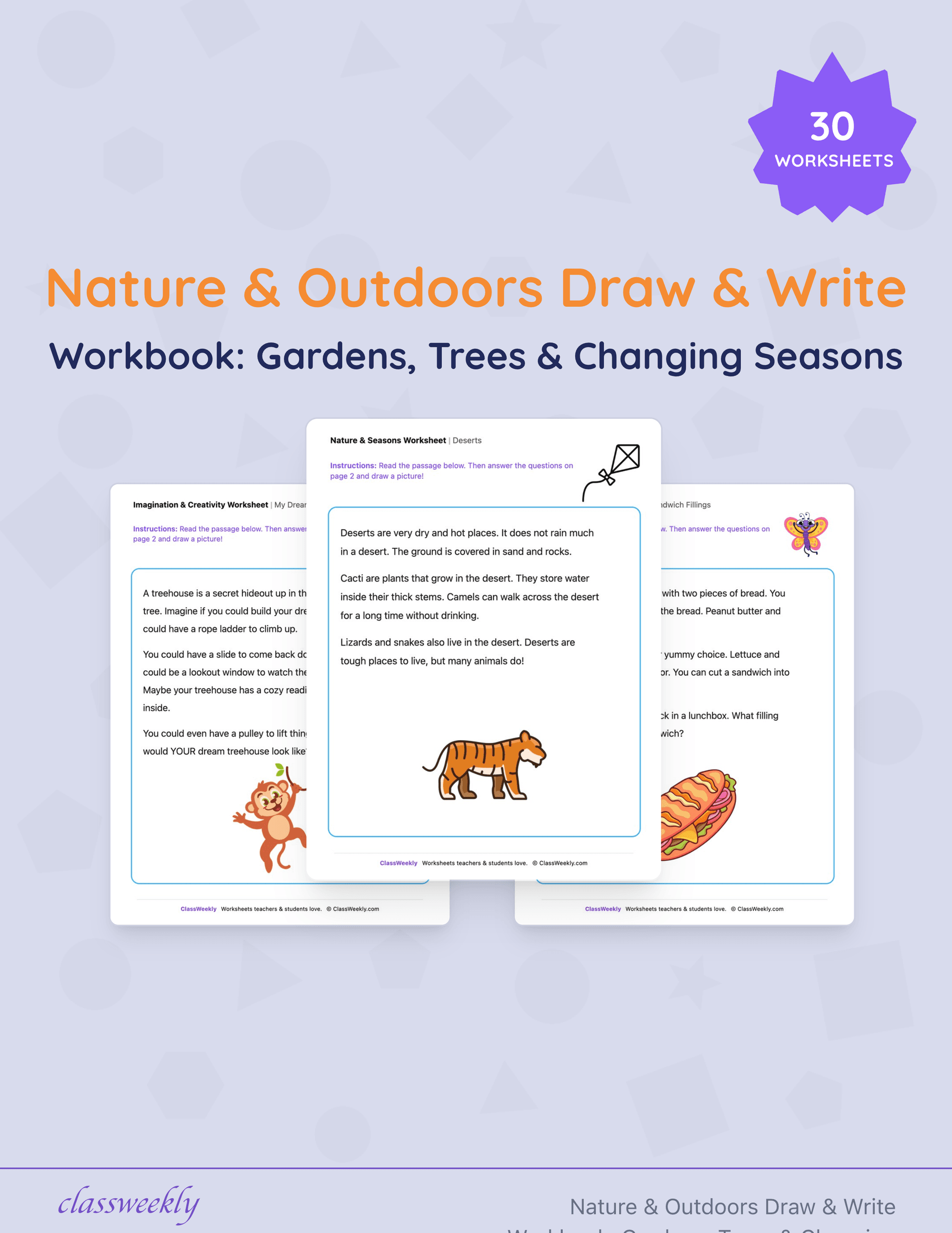 Nature & Outdoors Draw & Write Workbook: Gardens, Trees & Changing Seasons cover