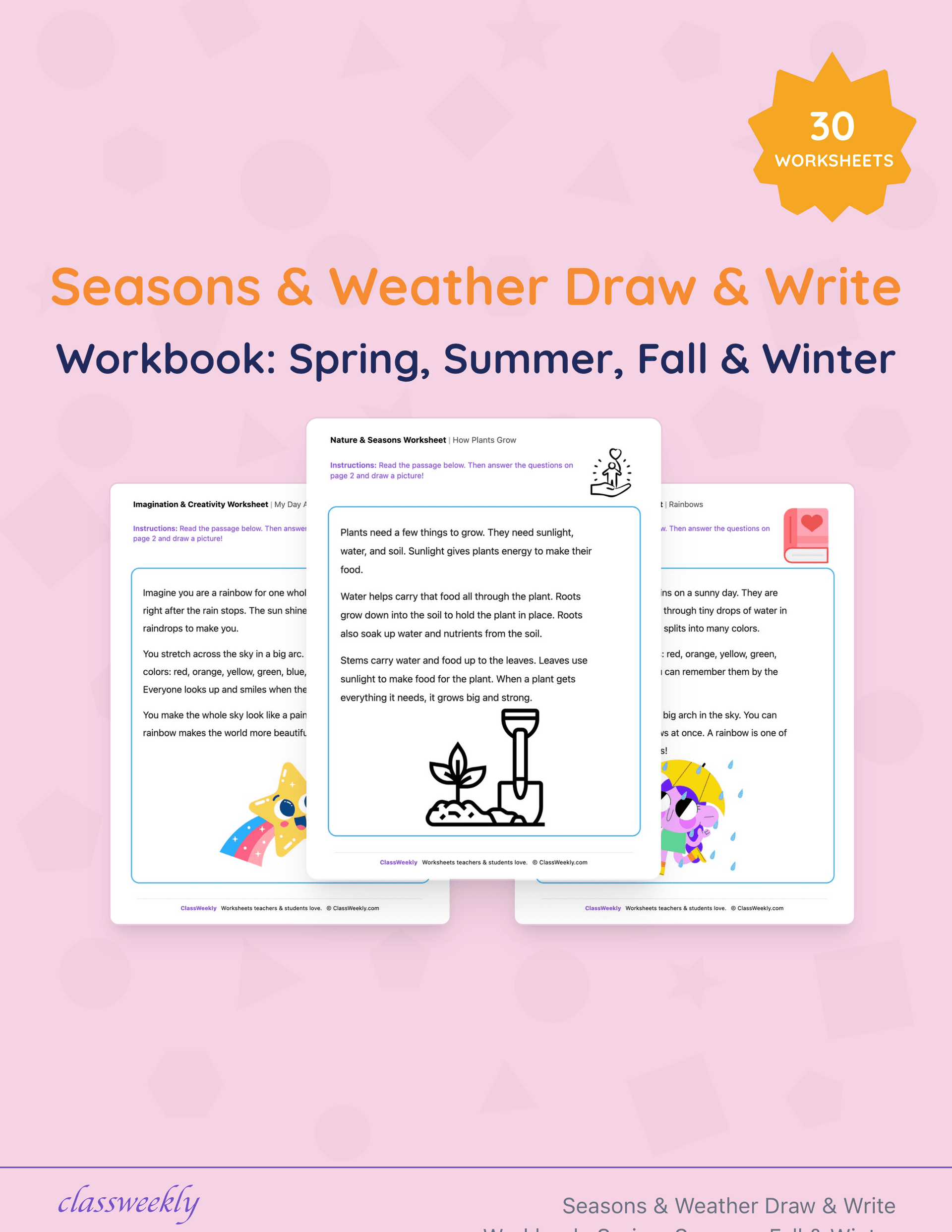 Seasons & Weather Draw & Write Workbook: Spring, Summer, Fall & Winter cover