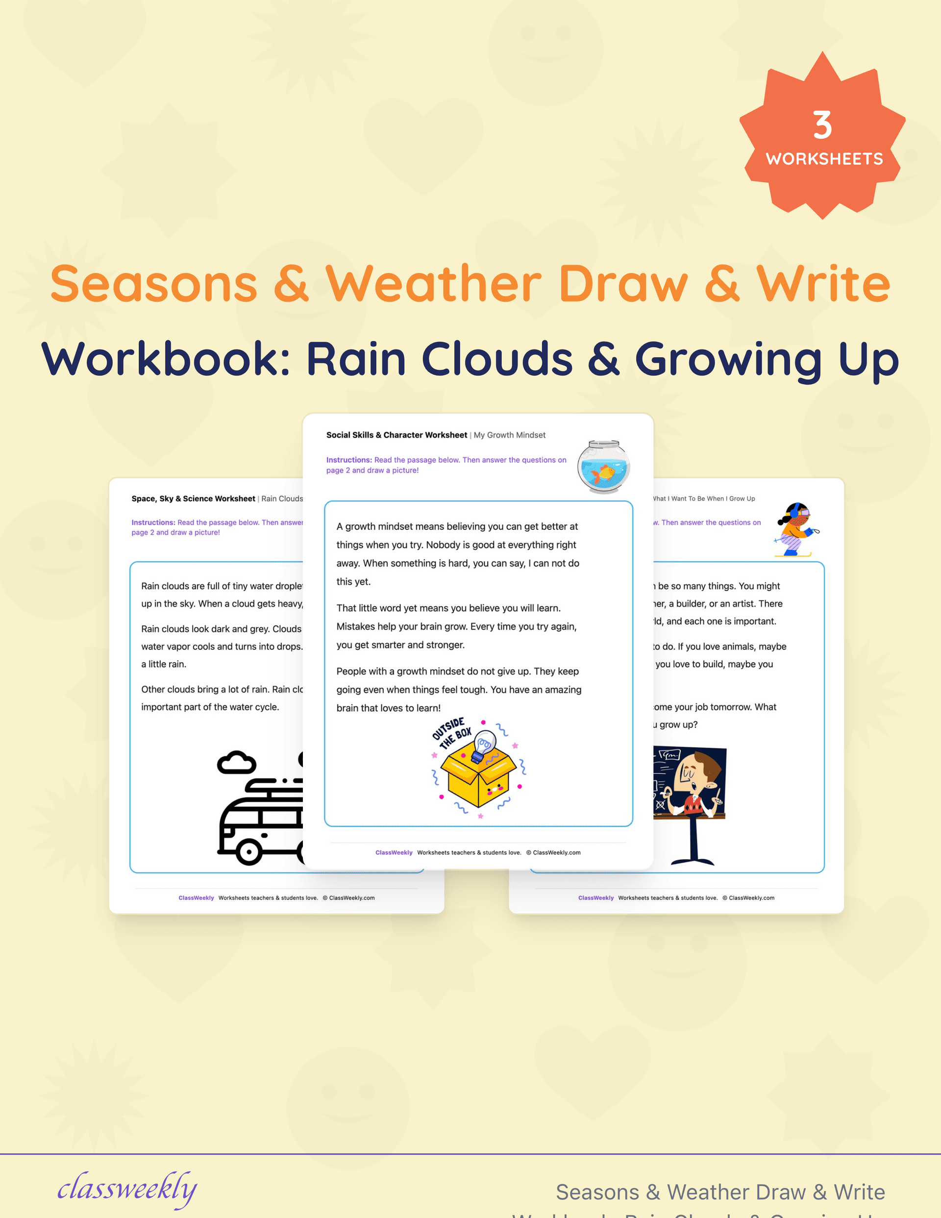 Seasons & Weather Draw & Write Workbook: Rain Clouds & Growing Up cover