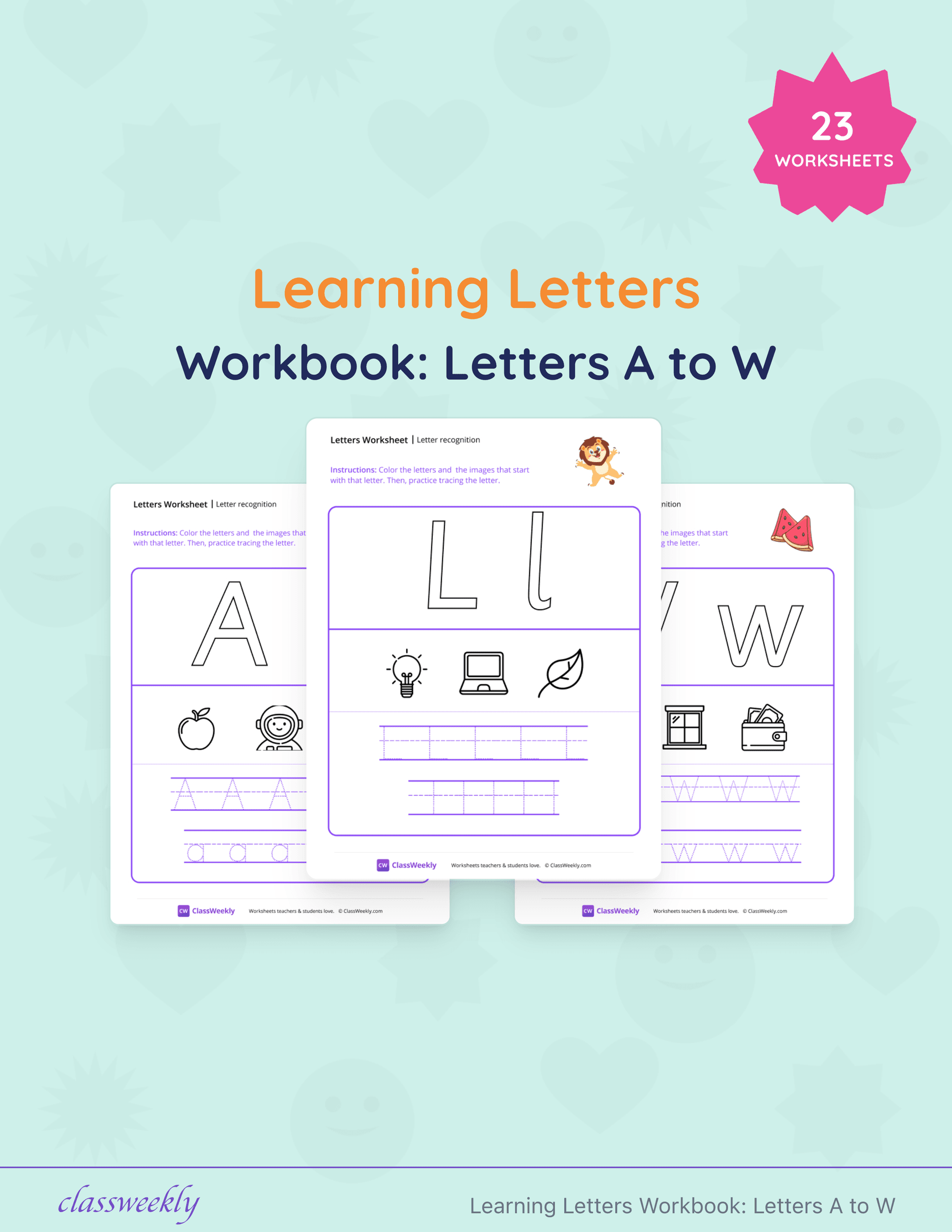 Learning Letters Workbook: Letters A to W cover