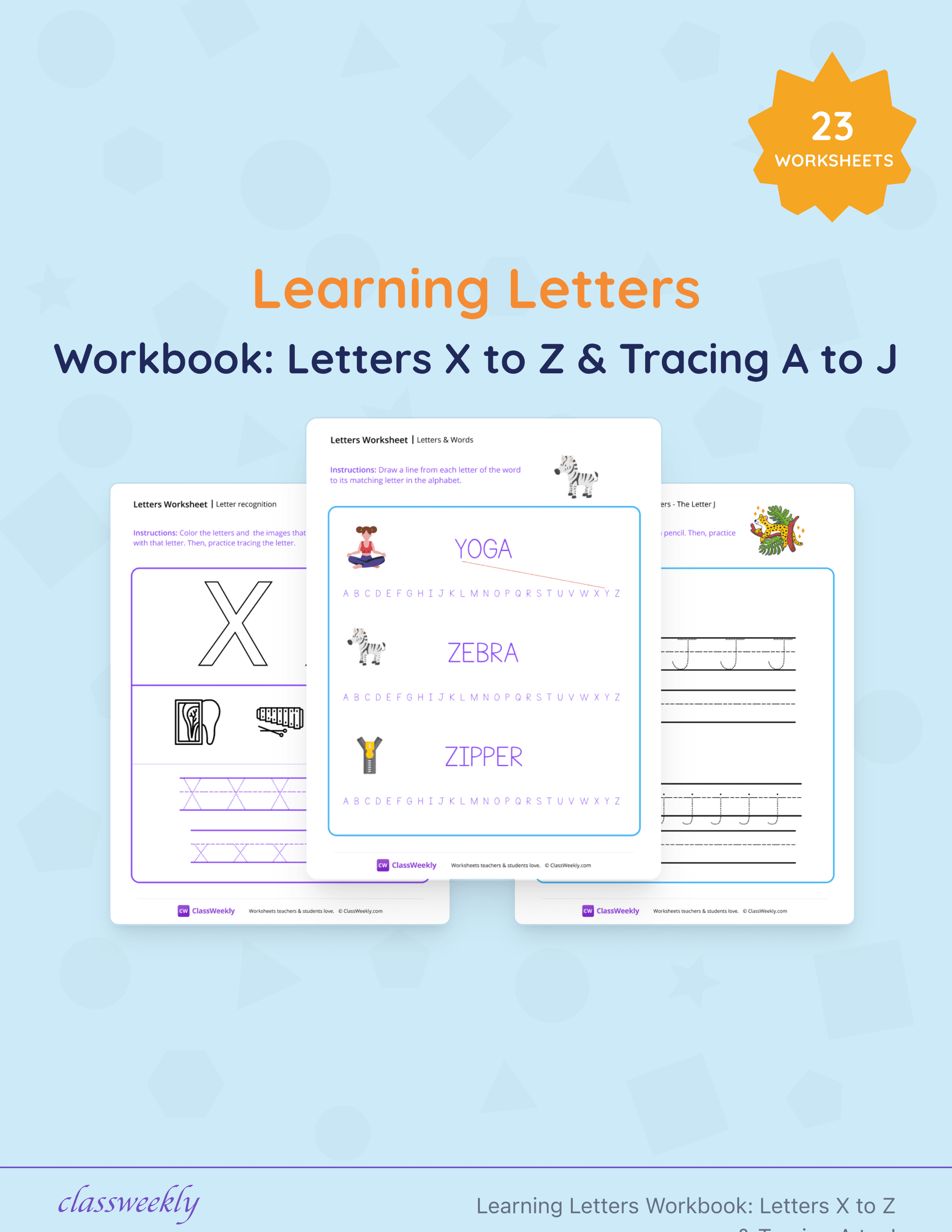 Learning Letters Workbook: Letters X to Z & Tracing A to J cover